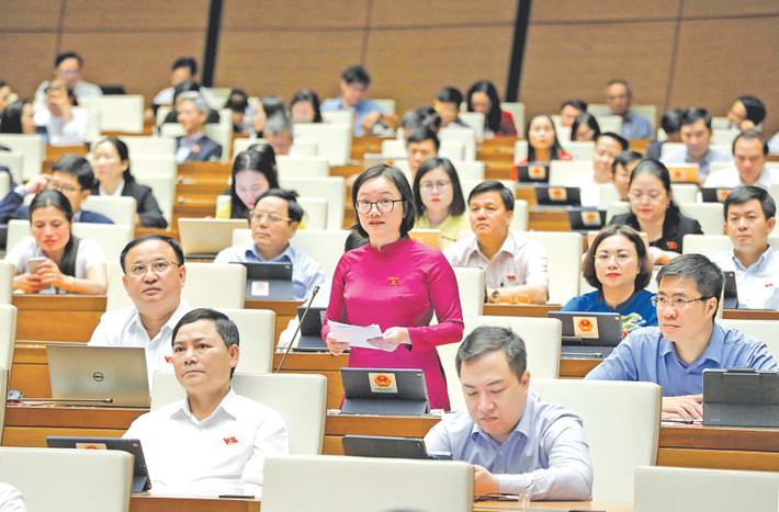 Đại biểu Quốc hội Thái Thị An Chung (Nghệ An) phát biểu tại hội trường. Ảnh: H. Long Đại biểu Quốc hội Thái Thị An Chung (Nghệ An) phát biểu tại hội trường. Ảnh: H. Long