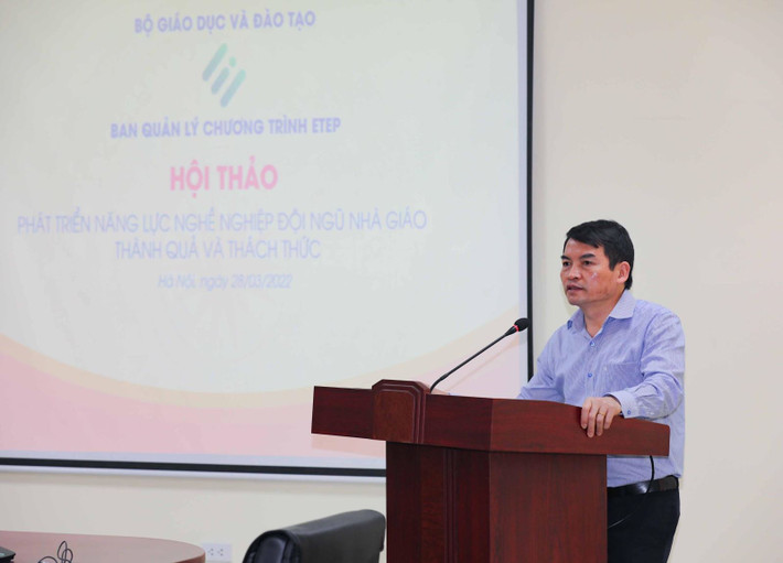 Phó Cục trưởng Cục Nhà giáo và Cán bộ quản lý giáo dục (Bộ GD-ĐT) Phạm Tuấn Anh phát biểu tại hội thảo “Phát triển năng lực nghề nghiệp đội ngũ nhà giáo - thành quả và thách thức” sáng 28.3 Phó Cục trưởng Cục Nhà giáo và Cán bộ quản lý giáo dục (Bộ GD-ĐT) Phạm Tuấn Anh phát biểu tại hội thảo “Phát triển năng lực nghề nghiệp đội ngũ nhà giáo - thành quả và thách thức” sáng 28.3