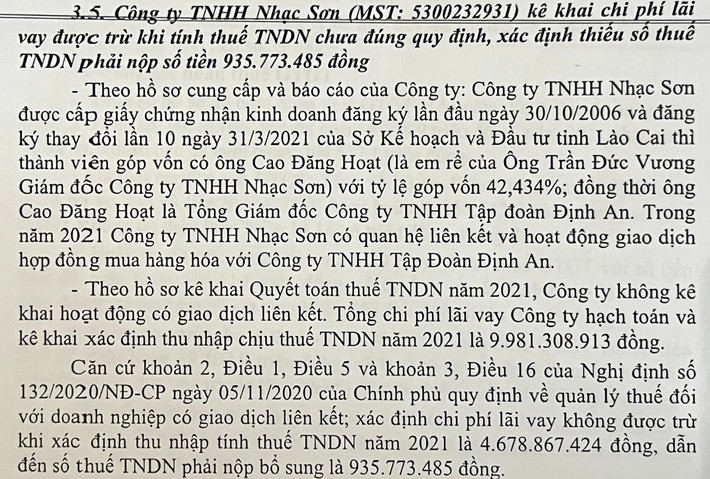 KLTT chỉ rõ số tiền thuế TNDN phải nộp bổ sung Tiến hành truy thu, xử lý vi phạm về thuế đối với 7 doanh nghiệp số tiền hơn 35 tỷ đồng -0