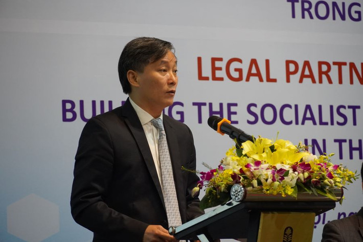 Thứ trưởng Bộ Tư pháp Nguyễn Khánh Ngọc phát biểu khai mạc Diễn đàn Xây dựng, hoàn thiện Nhà nước pháp quyền xã hội chủ nghĩa Việt Nam trong giai đoạn mới -0