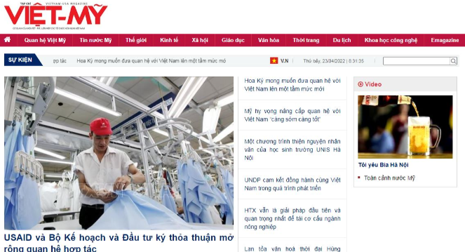 Giao diện Tạp chí điện tử Việt - Mỹ hoạt động trên tên miền: www.vietmy.net.vn Giao diện Tạp chí điện tử Việt - Mỹ hoạt động trên tên miền: www.vietmy.net.vn