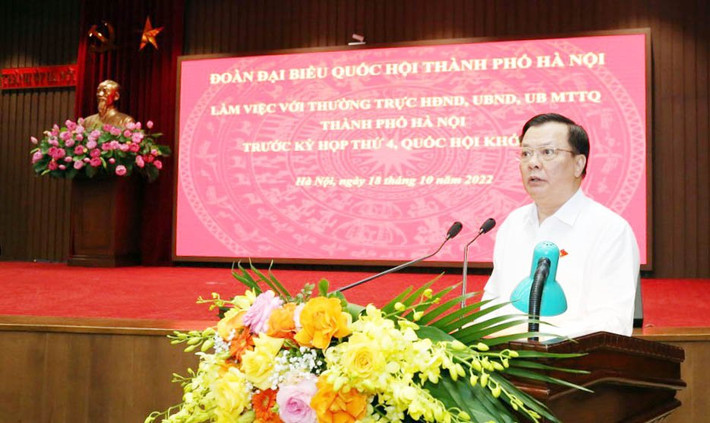 Bí thư Thành ủy Hà Nội Đinh Tiến Dũng phát biểu kết luận buổi làm việc Hà Nội: Phấn đấu hoàn thành các nhiệm vụ, mục tiêu năm 2022 -0