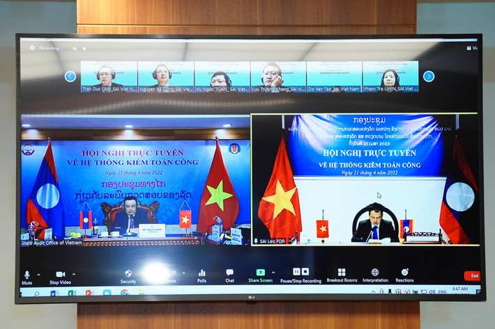 Hội nghị trực tuyến giữa KTNN Việt Nam và KTNN Lào Hội nghị trực tuyến giữa KTNN Việt Nam và KTNN Laò