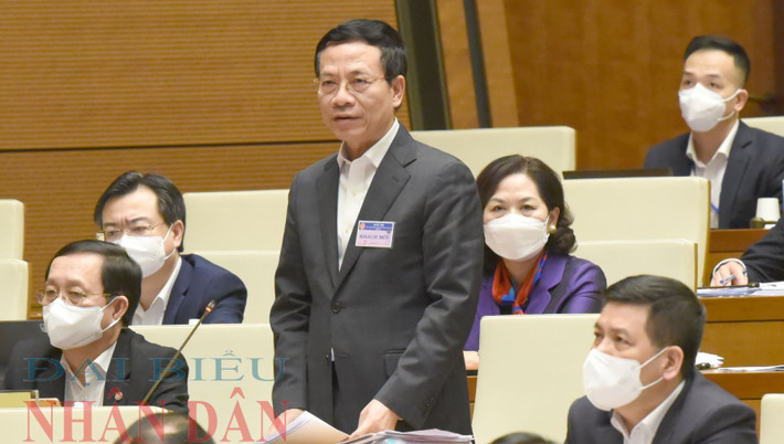 Bộ trưởng Thông tin và Truyền thông Nguyễn Mạnh Hùng phát biểu Ảnh: Quang Khánh Bộ trưởng Thông tin và Truyền thông Nguyễn Mạnh Hùng phát biểu Ảnh: Quang Khánh