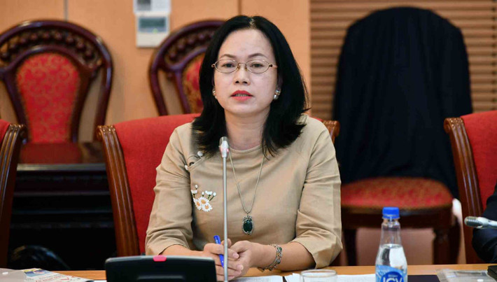 Phó vụ trưởng Vụ Thể dục - Thể thao quần chúng Nguyễn Thị Chiên chia sẻ tại tọa đàm Phó vụ trưởng Vụ Thể dục - Thể thao quần chúng Nguyễn Thị Chiên chia sẻ tại tọa đàm