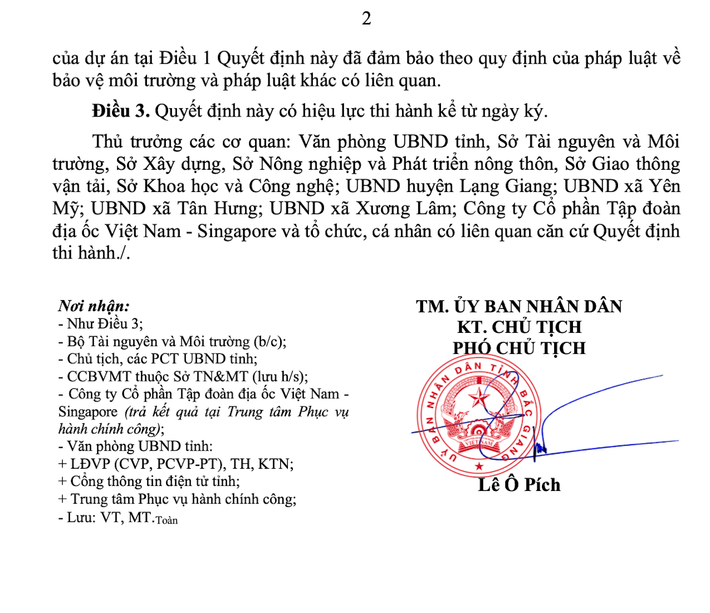 UBND tỉnh Bắc Giang vừa ban hành quyết định phê duyệt kết quả thẩm định báo cáo đánh giá tác động môi trường dự án “Khu đô thị Mỹ Hưng, huyện Lạng Giang” Yêu cầu giám sát chặt chẽ việc tuân thủ pháp luật khi thực hiện dự án “Khu đô thị Mỹ Hưng, huyện Lạng Giang” của Công ty Cổ phần Tập đoàn địa ốc Việt Nam - Singapore -0