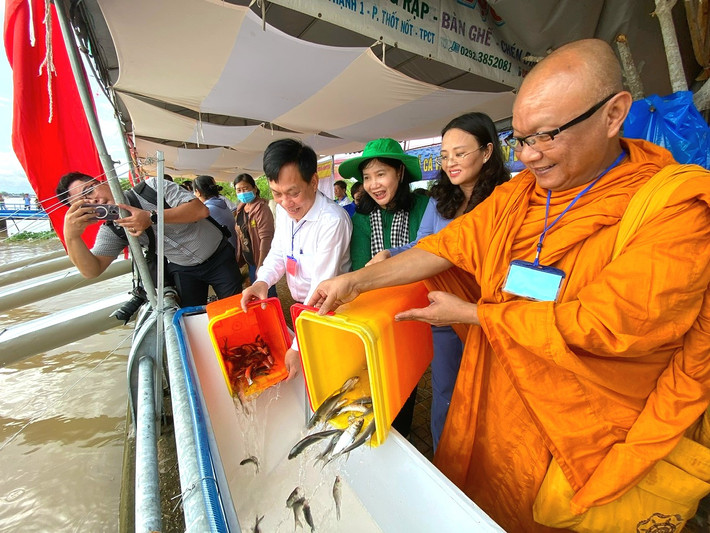Hơn 1 triệu cá giống được thả xuống sông Hậu tái tạo nguồn thủy sản Thả 1 triệu cá giống xuống sông Hậu tái tạo nguồn lợi thủy sản -0