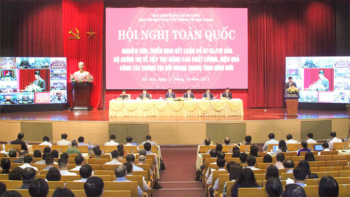 Hội nghị toàn quốc nghiên cứu, triển khai Kết luận số 57-KL/TW của Bộ Chính trị về tiếp tục nâng cao chất lượng, hiệu quả công tác thông tin đối ngoại ảnh 5 Hội nghị toàn quốc nghiên cứu, triển khai Kết luận số 57-KL/TW của Bộ Chính trị về tiếp tục nâng cao chất lượng, hiệu quả công tác thông tin đối ngoại -3