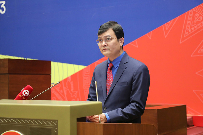 Chủ nhiệm Ủy ban Quốc gia về Thanh niên Việt Nam Bùi Quang Huy phát biểu. Ảnh: Hồ Long Xây dựng năng lực số cho giới trẻ - đầu tư xứng đáng cho một tương lai bao trùm, thịnh vượng hơn -0
