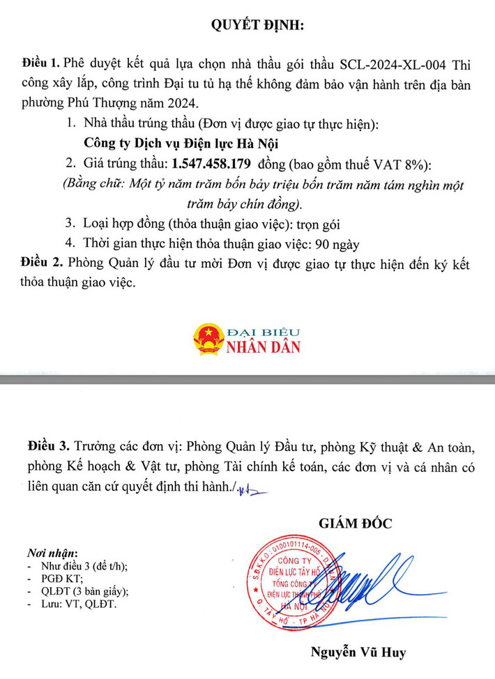 Công ty điện lực Tây Hồ làm chủ đầu tư nhiều dự án duy tu trên địa bàn ảnh 1 Điểm mặt các gói thầu có tỷ lệ tiết kiệm