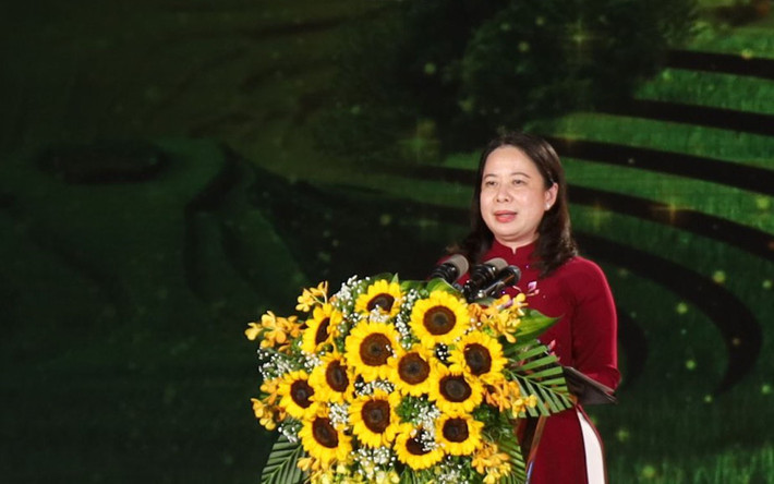 Phó Chủ tịch Nước Võ Thị Ánh Xuân phát biểu tại buổi lễ Khai mạc Carnival 2022 và khám phá “Hòa Bình - Thanh âm xứ Mường” -0