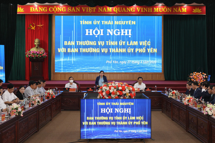 Quang cảnh hội nghị. Ảnh: Nguyễn Ánh Đường lớn đã mở - Phổ Yên cần nêu cao quyết tâm trở thành đô thị loại I trước năm 2030 -0