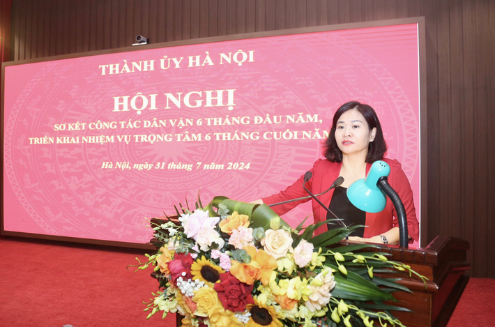 Phó Bí thư Thường trực Thành ủy Hà Nội Nguyễn Thị Tuyến phát biểu Tuyên truyền sâu rộng trong các tầng lớp Nhân dân về triển khai thực hiện Luật Thủ đô