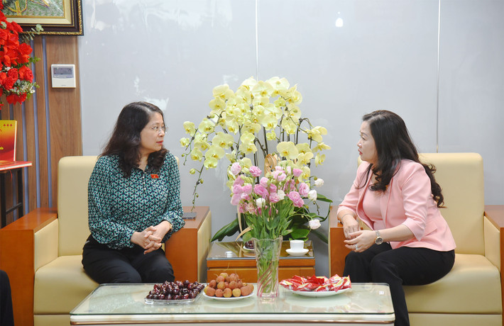Phó Chủ nhiệm Ủy ban Pháp luật Trần Hồng Nguyên và Tổng Biên tập Báo Đại biểu Nhân dân Phạm Thị Thanh Huyền. Ảnh: Quang Khánh Lãnh đạo Quốc hội, các cơ quan của Quốc hội chúc mừng Báo Đại biểu Nhân dân -0