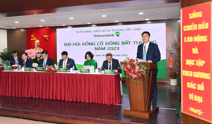 Vietcombank tổ chức Đại hội đồng cổ đông bất thường năm 2023. Ảnh: VCB Vietcombank tổ chức Đại hội đồng cổ đông bất thường năm 2023. Ảnh: VCB