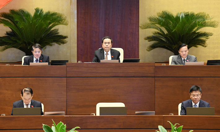 Chủ tịch Quốc hội Trần Thanh Mẫn chủ trì phiên họp. Ảnh: Lâm Hiển Bổ sung, chỉnh lý nhiều nội dung nhằm phân quyền mạnh mẽ cho chính quyền thành phố Hà Nội -0
