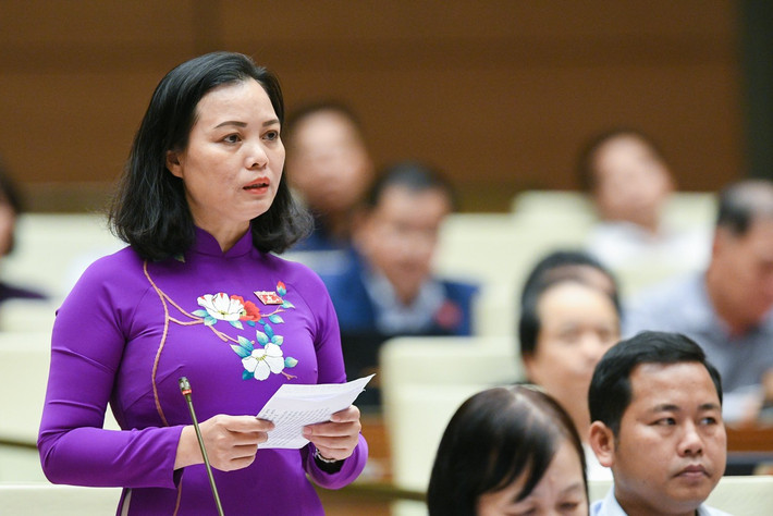 Phó trưởng Đoàn ĐBQH tỉnh Bà Rịa - Vũng Tàu Huỳnh Thị Phúc tranh luận tại nghị trường ngày 4.11. Ảnh: Châu Vũ Thẳng thắn, gai góc những vấn đề cử tri quan tâm -0