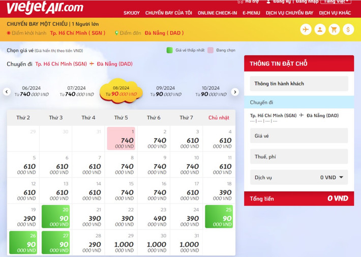Vietjet mở bán hàng loạt vé 0 đồng và các vé giá rẻ khác trên tất cả các chặng bay với thời gian bay từ tháng 9 đến hết năm 2024 Bất chấp xu hướng giá vé tăng, hàng không vẫn mở bán vé giá rẻ