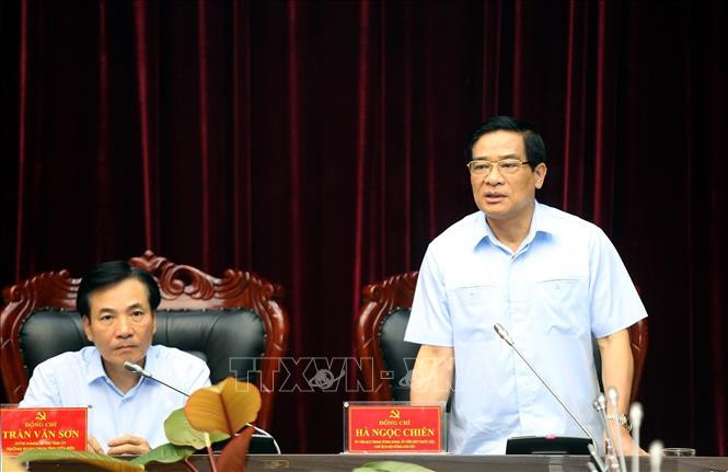Ủy viên Trung ương Đảng, Chủ tịch Hội đồng Dân tộc Hà Ngọc Chiến phát biểu tại buổi làm việc Ủy viên Trung ương Đảng, Chủ tịch Hội đồng Dân tộc Hà Ngọc Chiến phát biểu tại buổi làm việc