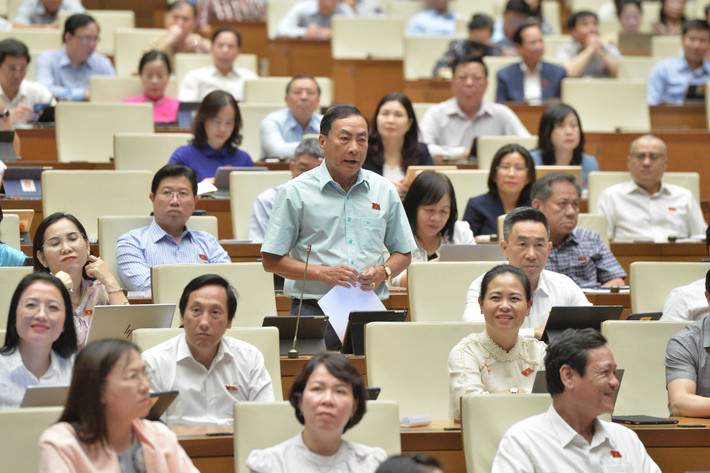 ĐBQH Phạm Văn Hòa (Đồng Tháp) tại phiên chất vấn. Ảnh: Hồ Long Cấp bách thực hiện nghiêm pháp luật về bảo vệ môi trường nước -0