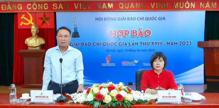 Phó Chủ tịch Thường trực Hội Nhà báo Việt Nam Nguyễn Đức Lợi phát biểu. Ảnh: congluan.vn Trao 10 giải A, 26 giải B, 45 giải C cho các tác phẩm đạt giải Báo chí quốc gia 2023 -0