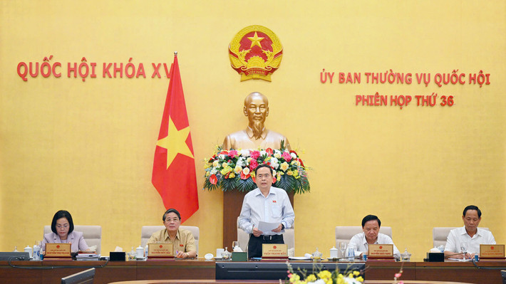 Chủ tịch Quốc hội Trần Thanh Mẫn phát biểu bế mạc Phiên họp thứ 36. Ảnh: Hồ Long Chủ tịch Quốc hội Trần Thanh Mẫn: Phối hợp chặt chẽ, đồng bộ, khẩn trương để gửi tài liệu Kỳ họp đến đại biểu Quốc hội theo đúng quy định -0