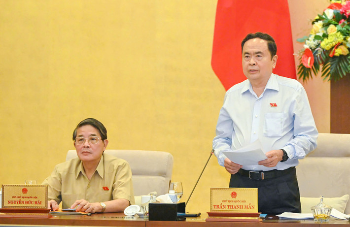 Chủ tịch Quốc hội Trần Thanh Mẫn phát biểu bế mạc Phiên họp thứ 36. Ảnh: Hồ Long Chủ tịch Quốc hội Trần Thanh Mẫn: Phối hợp chặt chẽ, đồng bộ, khẩn trương để gửi tài liệu Kỳ họp đến đại biểu Quốc hội theo đúng quy định -0