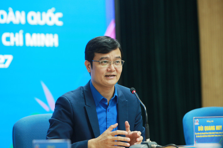 Bí thư thứ nhất Ban chấp hành Trung ương Đoàn, Trưởng Ban tổ chức Đại hội Bùi Quang Huy phát biểu tại Họp báo Bí thư thứ nhất Ban chấp hành Trung ương Đoàn, Trưởng Ban tổ chức Đại hội Bùi Quang Huy phát biểu tại Họp báo