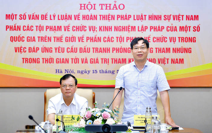 Hoàn thiện pháp luật hình sự phần các tội phạm về chức vụ đáp ứng yêu cầu đấu tranh phòng, chống tham nhũng ảnh 1 Phó Chủ nhiệm Ủy ban Tư pháp Đỗ Đức Hồng Hà phát biểu