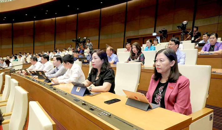 Đoàn ĐBQH tỉnh Hà Nam tại phiên họp. Ảnh: Hồ Long Quốc hội thông qua Luật Bảo vệ quyền lợi người tiêu dùng (sửa đổi) -0