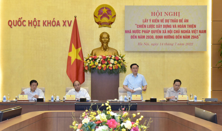 Chủ tịch Quốc hội Vương Đình Huệ đồng chủ trì hội nghị về Đề án xây dựng Nhà nước pháp quyền phát biểu. Ảnh: Lâm Hiển Chủ tịch Nước Nguyễn Xuân Phúc và Chủ tịch Quốc hội Vương Đình Huệ đồng chủ trì hội nghị về Đề án xây dựng Nhà nước pháp quyền -0