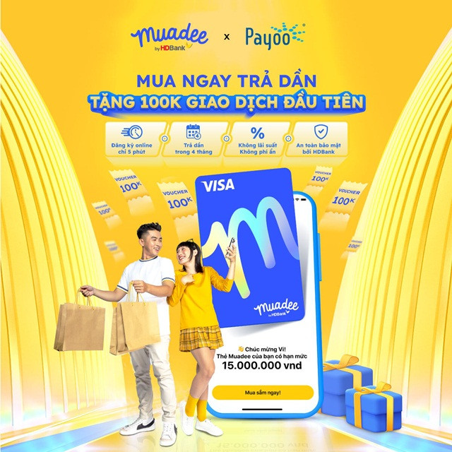Giảm 100 nghìn đồng cho hóa đơn từ 800 nghìn đồng cho khách hàng lần đầu thanh toán qua Muadee by HDBank “Mua trước, trả sau” tại 25.000 thương hiệu nổi tiếng cùng Muadee by HDBank và Payoo -0