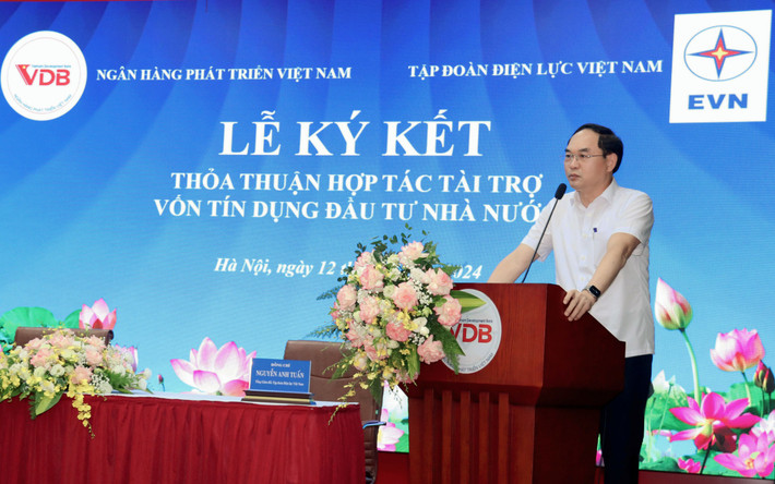 Tổng giám đốc VDB Đào Quang Trường phát biểu. Ảnh: EVN EVN và VDB ký thỏa thuận hợp tác tài trợ vốn tín dụng đầu tư của Nhà nước -0