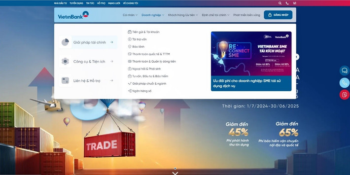 Khách hàng dễ dàng tìm kiếm các thông tin sản phẩm, dịch vụ của VietinBank Website mới, trải nghiệm mới cùng VietinBank -0