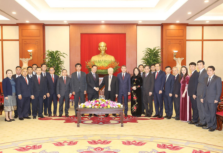 Tổng Bí thư Nguyễn Phú Trọng tiếp Đoàn đại biểu cấp cao Văn phòng Trung ương Đảng Nhân dân Cách mạng Lào ảnh 4 Tổng Bí thư Nguyễn Phú Trọng tiếp Đoàn đại biểu cấp cao Văn phòng Trung ương Đảng Nhân dân Cách mạng Lào -0
