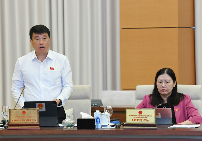 Chủ tịch Hội đồng Dân tộc Y Thanh Hà Niê Kđăm phát biểu. Ảnh: Lâm Hiển Kỳ vọng những quyết sách của Quốc hội giúp ổn định và nâng cao đời sống của nhân dân -0