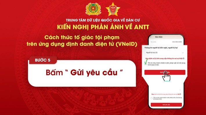 Bước 5- công dân bấm gửi yêu cầu Đấu tranh, phòng, chống hiệu tội phạm qua ứng dụng VNeID -0