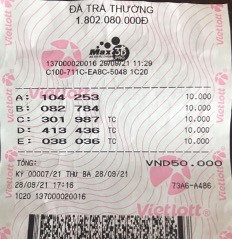 Tấm vé trúng giải đặc biệt đầu tiên của xổ số Max 3D Pro Tấm vé trúng giải đặc biệt đầu tiên của xổ số Max 3D Pro