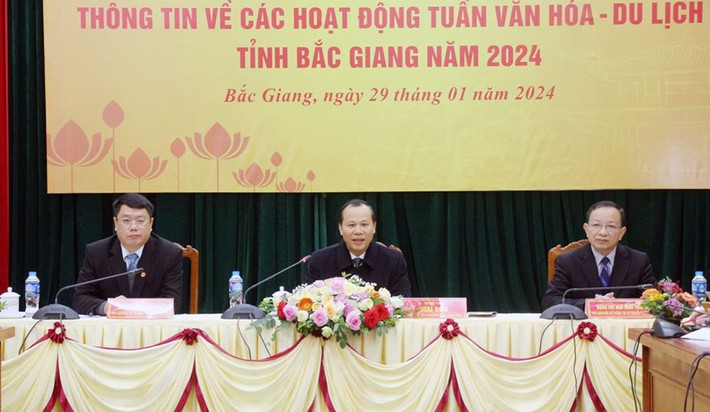 Toàn cảnh họp báo. Ảnh: Báo Bắc Giang Nhiều hoạt động đặc sắc tại Tuần Văn hóa - Du lịch Bắc Giang -0