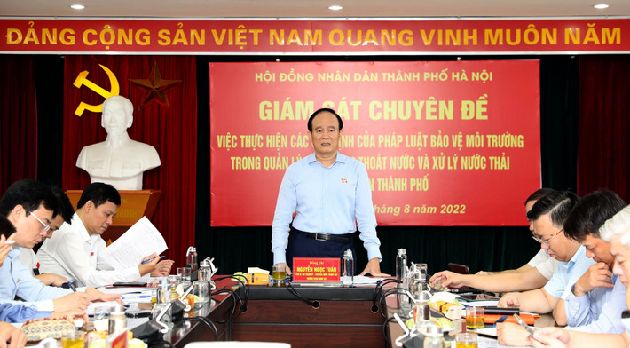 Phó Bí thư Thành ủy, Chủ tịch HĐND Thành phố, Trưởng đoàn giám sát Nguyễn Ngọc Tuấn phát biểu kết luận buổi giám sát Tập trung triển khai xây dựng các trạm xử lý nước thải -0