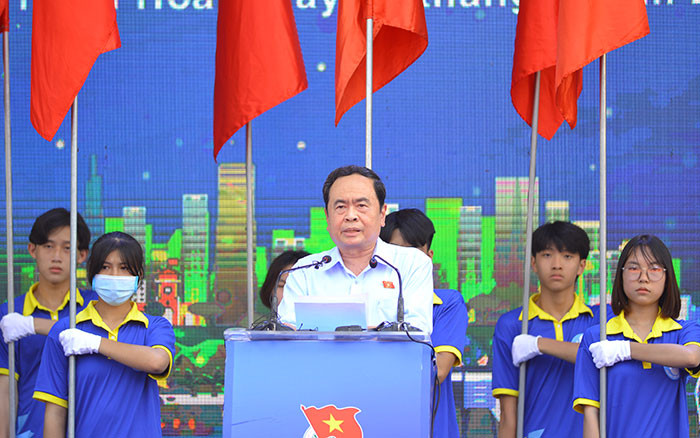 Phó Chủ tịch Thường trực Quốc hội Trần Thanh Mẫn phát biểu tại Lễ ra quân Chiến dịch Thanh niên tình nguyện Hè năm 2022. Ảnh: Thanh Chi Phát huy nhiệt huyết, tinh thần xung kích, tình nguyện, sáng tạo trong mỗi đoàn viên, thanh niên -0