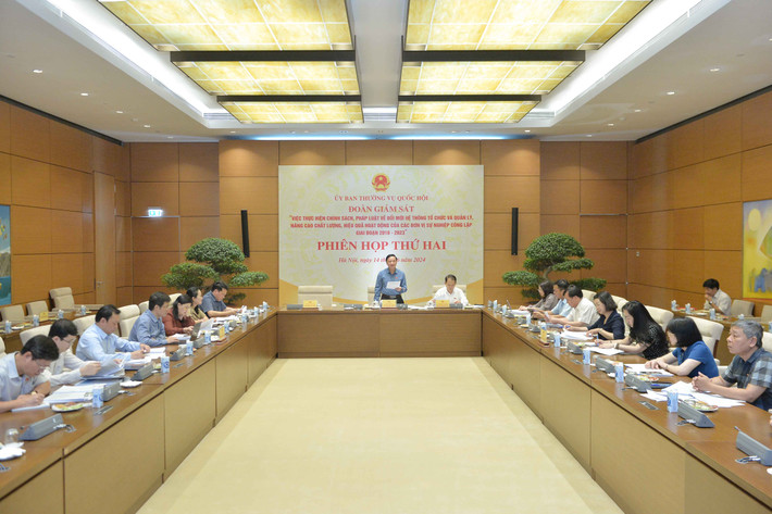 Quang cảnh phiên họp. Ảnh: Hồ Long Phó Chủ tịch Quốc hội Nguyễn Khắc Định chủ trì phiên họp của Đoàn giám sát về đơn vị sự nghiệp công lập -0