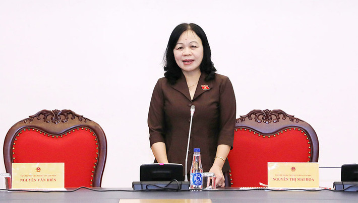 Phó Chủ nhiệm Ủy ban Văn hóa, Giáo dục, Chủ nhiệm Đề tài Nguyễn Thị Mai Hoa phát biểu tại hội thảo Phó Chủ nhiệm Ủy ban Văn hóa, Giáo dục, Chủ nhiệm Đề tài Nguyễn Thị Mai Hoa phát biểu tại hội thảo