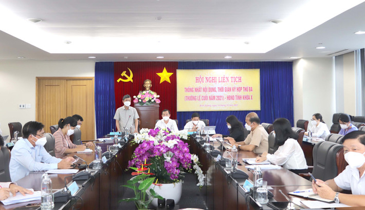 Hội nghị liên tịch thống nhất nội dung, chương trình Kỳ họp thứ 3, HĐND tỉnh Bình Dương Khóa X Ảnh: Hồ Văn Hội nghị liên tịch thống nhất nội dung, chương trình Kỳ họp thứ 3, HĐND tỉnh Bình Dương Khóa X - ảnh HỒ VĂN