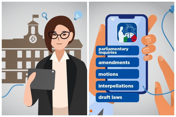 Linh hoạt và hiệu quả nhờ tích hợp AI vào quy trình lập pháp ảnh 1 Ứng dụng Geo-Camera được tích hợp vào điện thoại thông minh để giúp nghị sĩ có thể tham gia họp trực tuyến. Ảnh: Hạ viện Italy