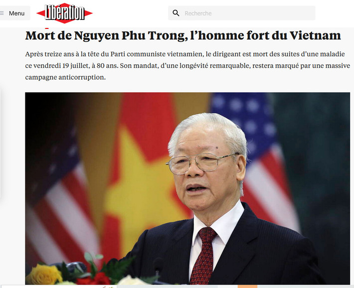 Bài viết về Tổng Bí thư trên tờ Liberation Báo chí Pháp: Nhà lãnh đạo kiệt xuất của Việt Nam - Nguyễn Phú Trọng qua đời -0