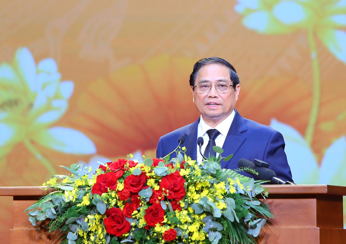 Thủ tướng Chính phủ Phạm Minh Chính phát biểu chỉ đạo tại Hội nghị. Ảnh: Phạm Giáp Hoàn thiện chính sách, nâng cao mức sống cho người có công -0