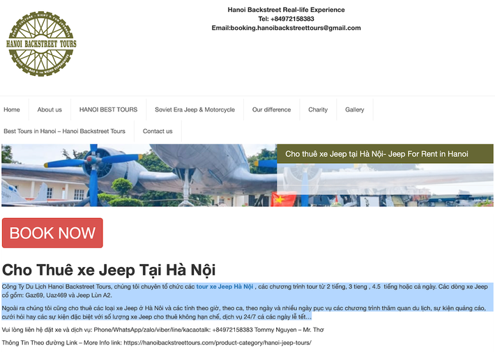 Đơn vị cho thuê xe "U-Oát" tại Hà Nội quảng cáo trên Website Hà Nội: Mối nguy từ hàng loạt xe “U oát” chở người chạy trên đường phố -0