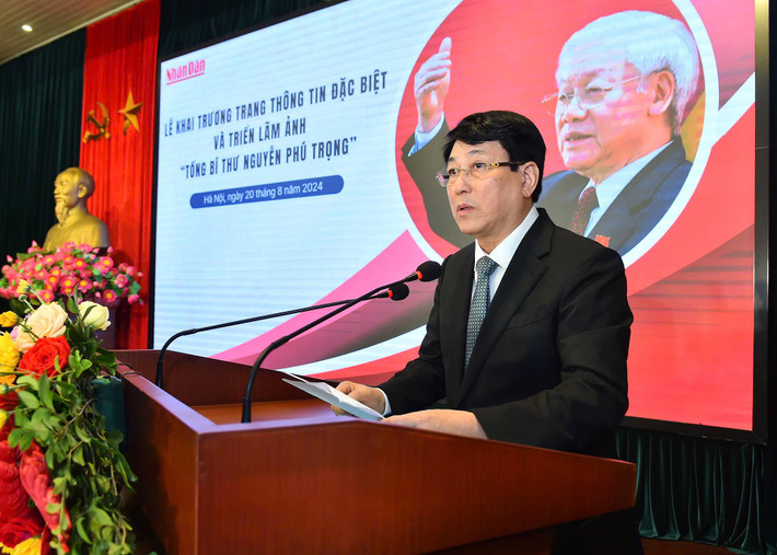 Thường trực Ban Bí thư Lương Cường phát biểu chỉ đạo tại Lễ khai trương. Ảnh: Quang Khánh Khai trương Trang thông tin đặc biệt