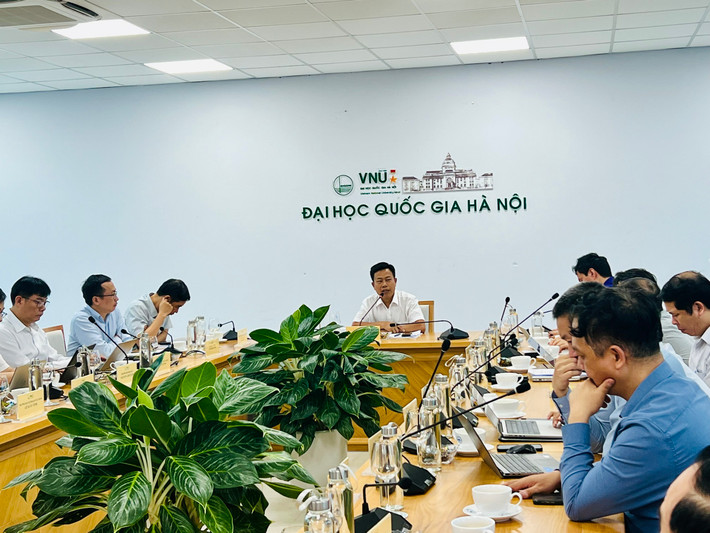 Giám đốc Đại học Quốc gia Hà Nội Lê Quân phát biểu tại Hội thảo thí điểm cho học sinh lớp 12 học một số học phần chương trình đại học -0